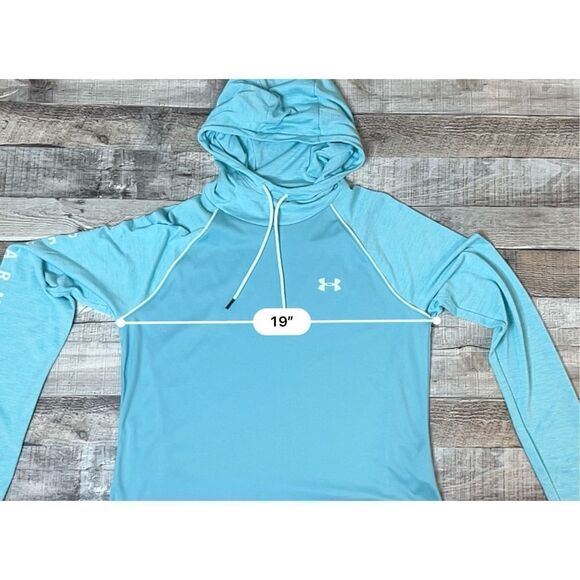 Under‎ Armour Velocity Heatgear Hooded Blue Pullover Top sz MEDIUM - Picture 5 of 11